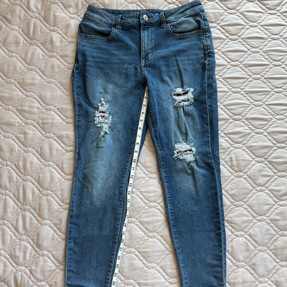 Maurices Blue Distressed Skinny Jeans